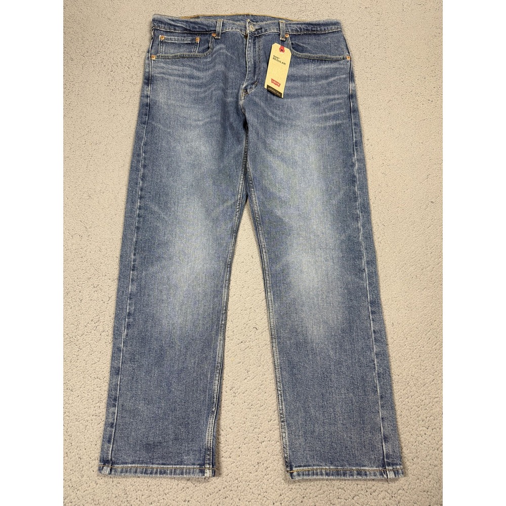 NWT Levis 505 Jeans Mens 36x30 Med Wash Blue Straight Stretch Denim